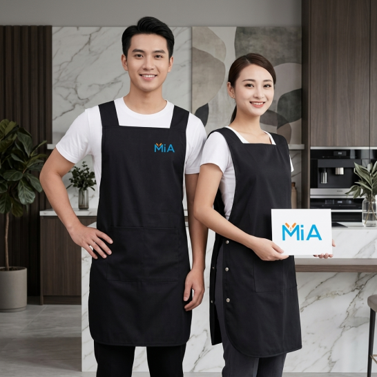 Đồng phục tạp dề 2 thân màu đen