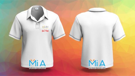 Áo thun cổ sơ mi trụ cài nút màu trắng KHM Eyelash