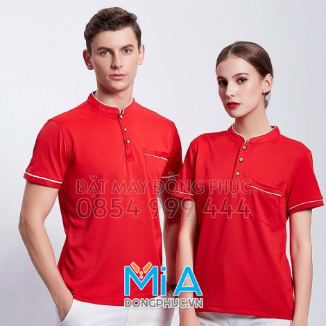 Áo thun cổ tàu trụ cài nút 025