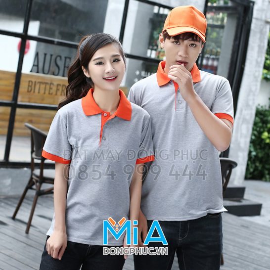 Đồng phục áo thun cổ bo trụ cài nút 019