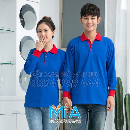 Đồng phục áo thun cổ bo trụ cài nút 055