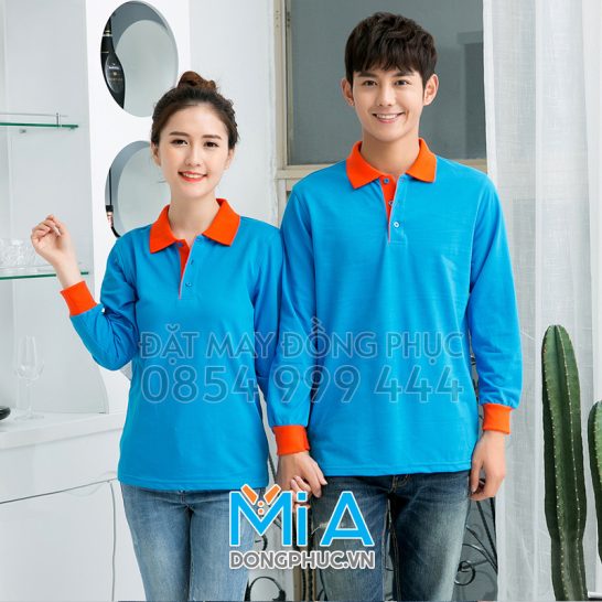 Đồng phục áo thun cổ bo trụ cài nút 058