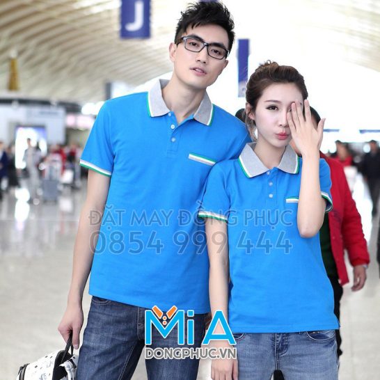 Đồng phục áo thun cổ bo trụ cài nút 245