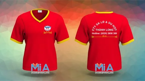 In áo thun cổ tim XKLĐ Du Học Thành Long
