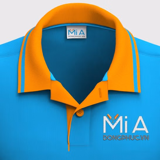 Mẫu áo thun đồng phục cổ bo trụ cài nút