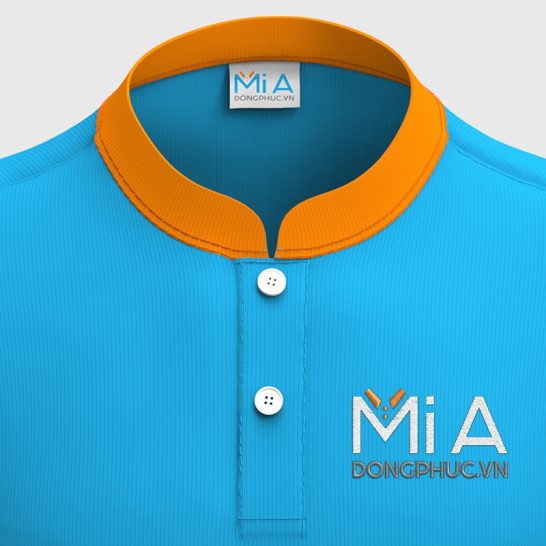Mẫu áo thun đồng phục cổ tàu trụ cài nút