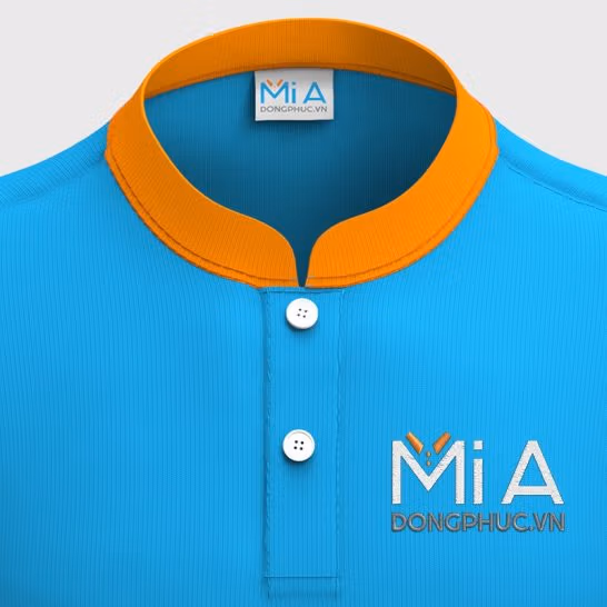 Mẫu áo thun đồng phục cổ tàu trụ cài nút