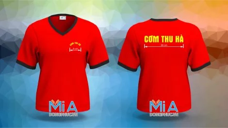 May áo thun đồng phục cổ tim Cơm Thu Hà