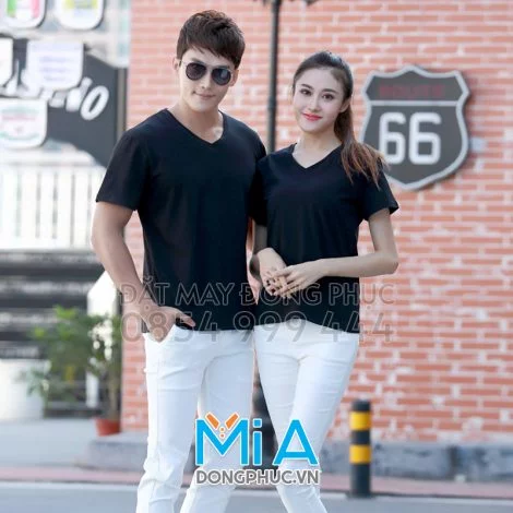 Áo thun đồng phục cổ tim 001