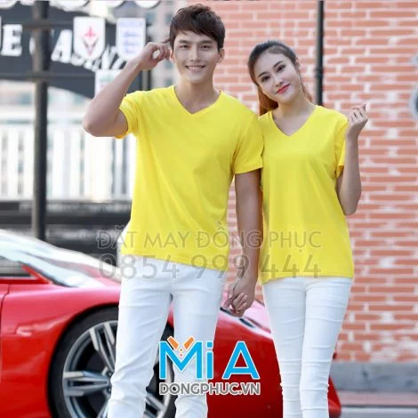 Áo thun đồng phục cổ tim 002