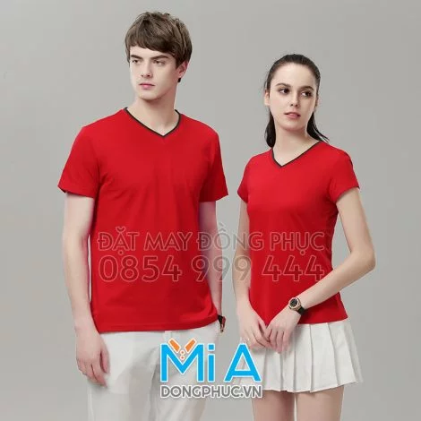 Áo thun đồng phục cổ tim 004
