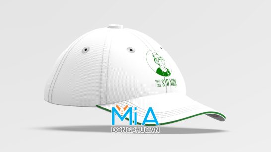 Nón đồng phục màu trắng viền môi xanh két