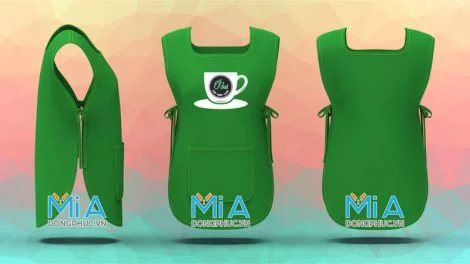 Tạp dề 2 thân vạt bầu màu xanh két