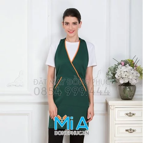 May tạp dề 2 mảnh màu xanh ve chai