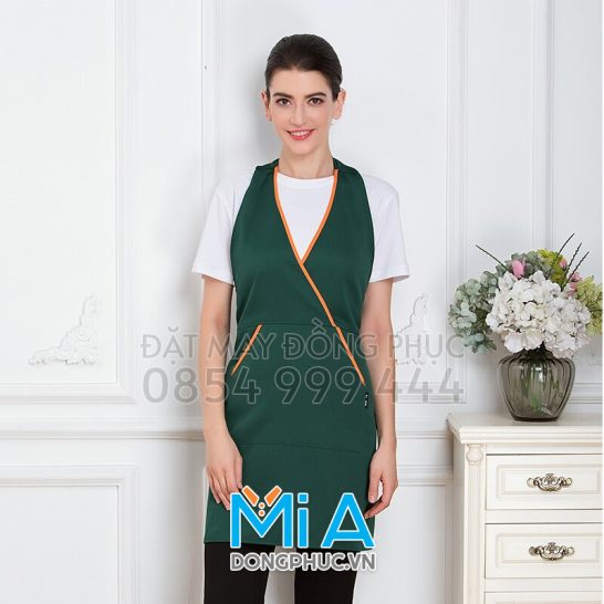 May tạp dề 2 mảnh màu xanh ve chai