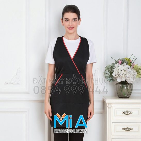 May tạp dề 2 mảnh màu đen