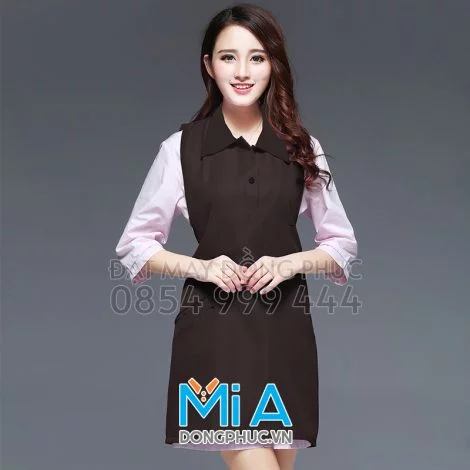 Tạp dề cổ trụ màu nâu