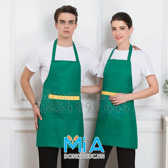 Tạp dề yếm đeo cổ màu xanh lý