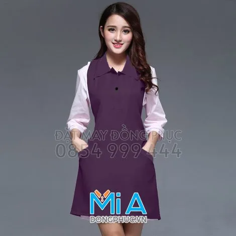 Tạp dề cổ trụ màu tím