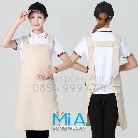 Tạp dề dài màu kem