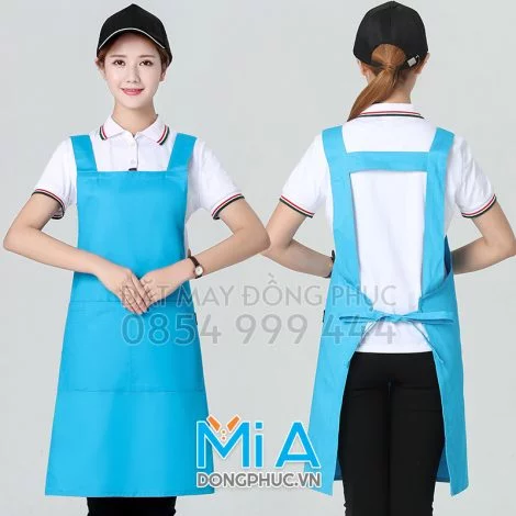 Tạp dề dài màu xanh da