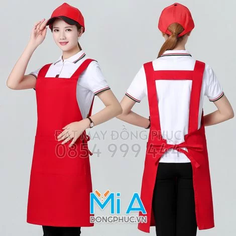 Tạp dề dài màu đỏ