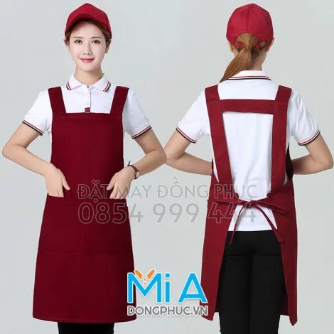 Tạp dề dài màu đỏ đô
