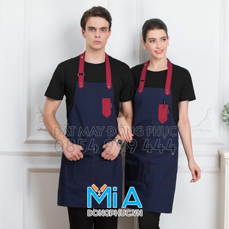 Tạp dề dài đeo cổ màu xanh đen Tạp dề dài đeo cổ màu xanh đen