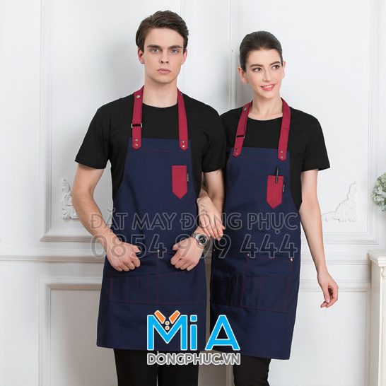 Tạp dề dài đeo cổ màu xanh đen