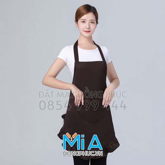 Tạp dề vạt bèo màu nâu