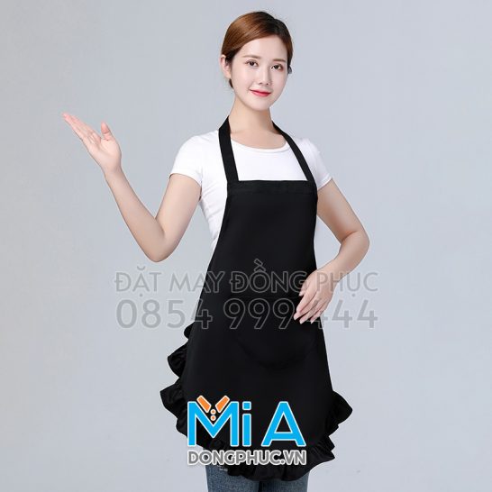 Tạp dề vạt bèo màu đen