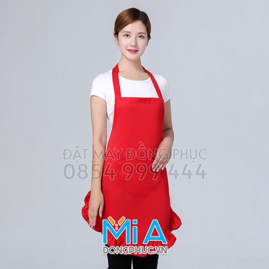 Tạp dề vạt bèo màu đỏ
