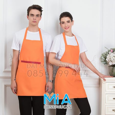Tạp dề yếm đeo cổ màu cam Tạp dề yếm đeo cổ màu cam