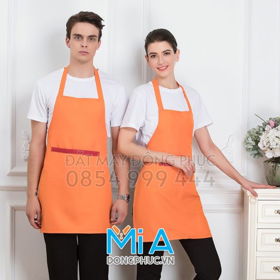 Tạp dề yếm đeo cổ màu cam