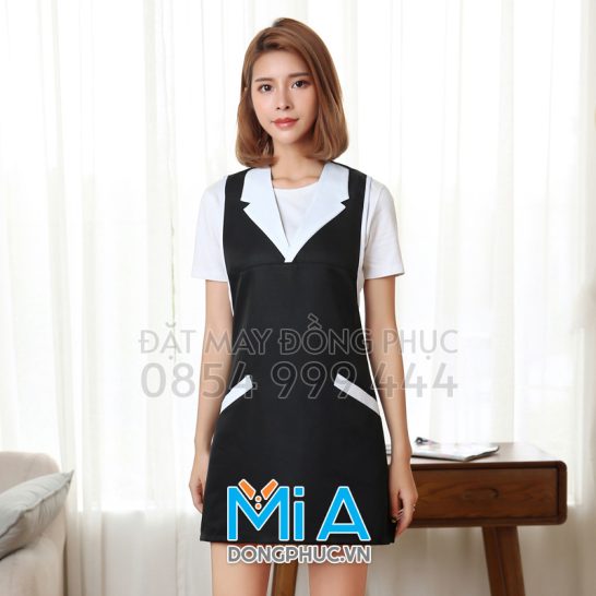 Tạp dề áo vest màu đen phối trắng