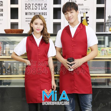 Tạp dề áo vest màu đỏ Tạp dề áo vest màu đỏ