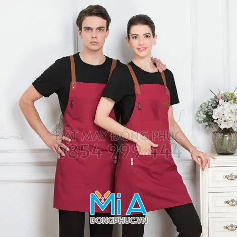 Tạp dề đẹp màu đỏ đô
