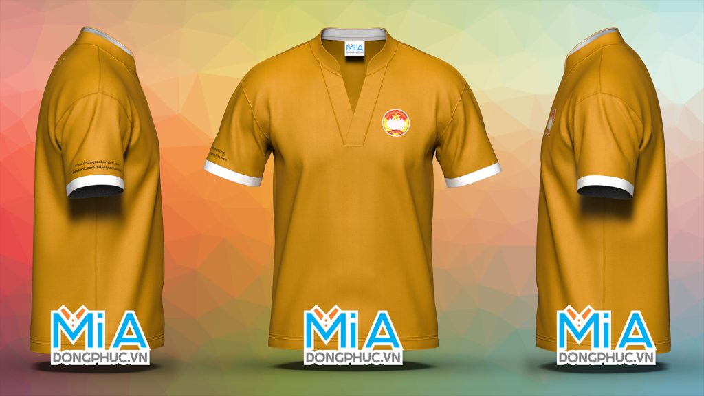 Áo thun đồng phục cổ tàu in logo Nhang sạch An Viên