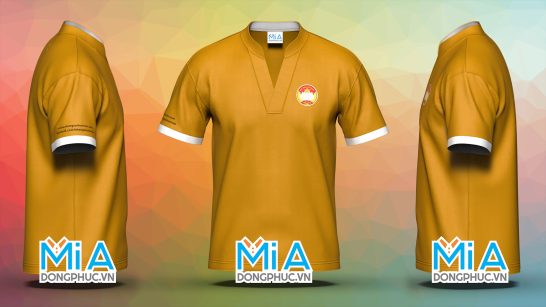 Áo thun đồng phục cổ tàu in logo Nhang sạch An Viên