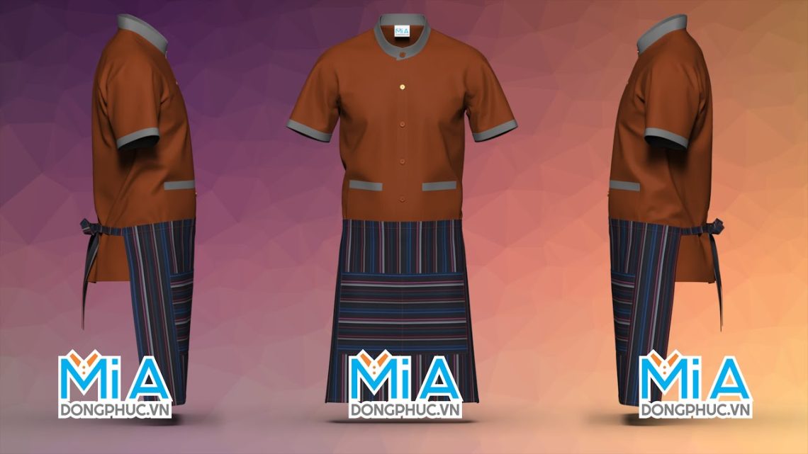 May đồng phục nhà hàng trọn bộ có in thương hiệu