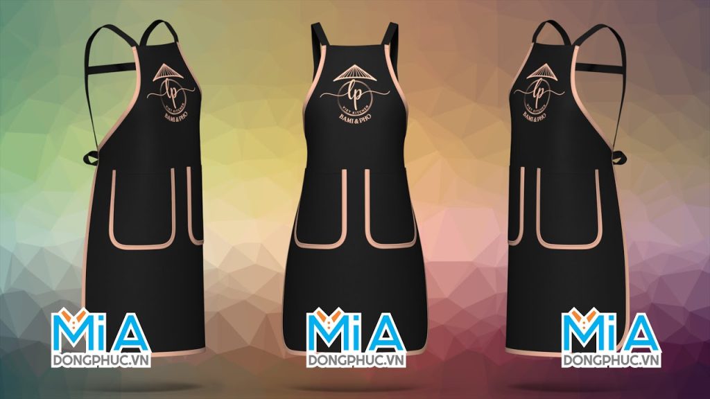 Tạp dề đeo vai vạt bầu 2 túi bầu thêu logo LP Viet Kitchen Ba Mi & Pho Tạp dề đeo vai vạt bầu 2 túi bầu thêu logo LP Viet Kitchen Ba Mi & Pho