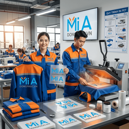 Áo bảo hộ lao động in pet tại Xưởng may đồng phục Mi A