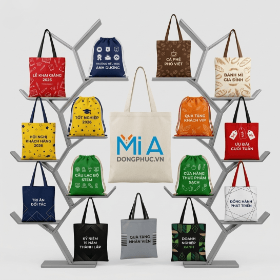 Mẫu túi tote và túi dây rút in logo theo yêu cầu dành cho trường học, doanh nghiệp, văn phòng, nhà hàng, quán cafe và chuỗi bán lẻ Mẫu túi tote và túi dây rút in logo theo yêu cầu dành cho trường học, doanh nghiệp, văn phòng, nhà hàng, quán cafe và chuỗi bán lẻ