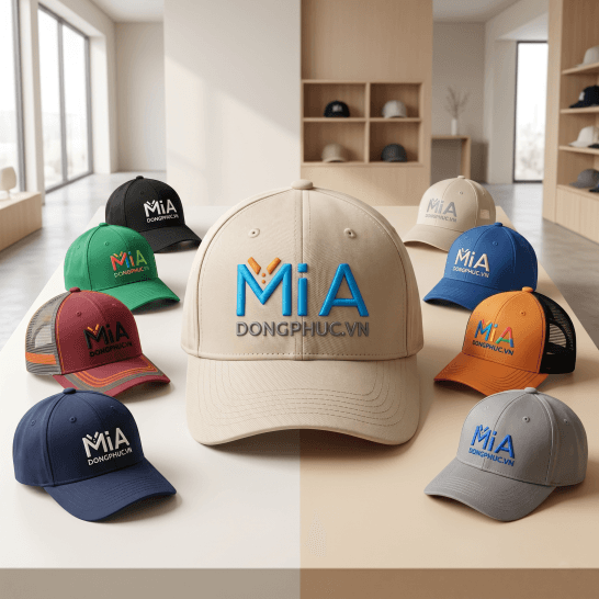 Mũ lưỡi trai 6 múi thêu logo