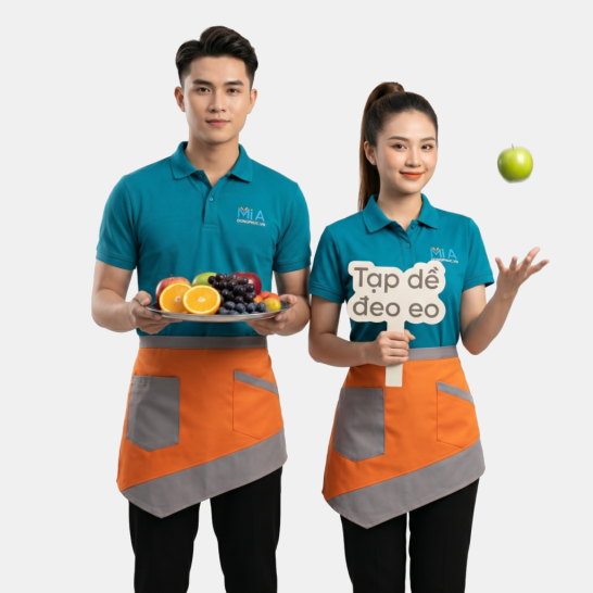 Nhân viên nhà hàng và quán cafe mặc tạp dề đeo eo đồng phục thiết kế hiện đại