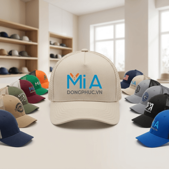 Nón lưỡi trai đồng phục loại 5 múi in logo