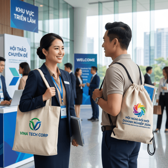 Túi vải bố và túi dây rút in logo doanh nghiệp trong sự kiện quảng bá thương hiệu Túi vải bố và túi dây rút in logo doanh nghiệp trong sự kiện quảng bá thương hiệu