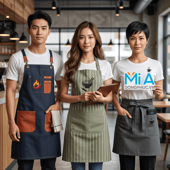 Ba mẫu tạp dề nhà hàng thiết kế khác nhau cho nhân viên F&B