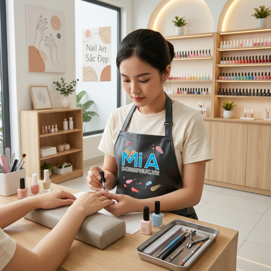 Tạp dề nhựa PVC đeo cổ chống thấm cho kỹ thuật viên tiệm nail Tạp dề nhựa PVC đeo cổ chống thấm cho kỹ thuật viên tiệm nail