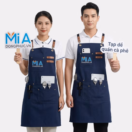 Tạp dề quán cafe phong cách barista may theo yêu cầu với nhiều kiểu dáng và chất liệu